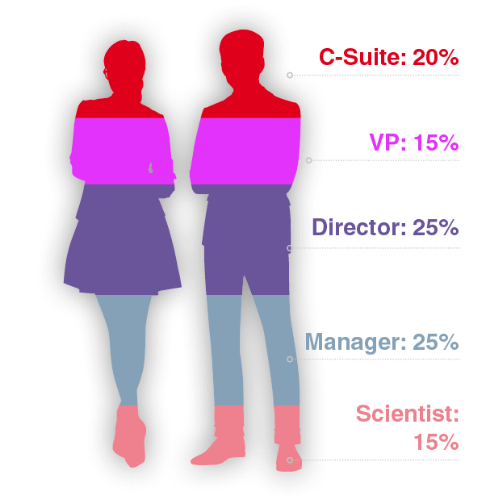 Attendee seniority breakdown showing executive and decision-maker attendance